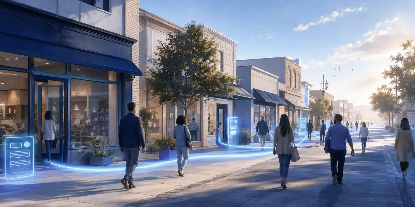A welcoming neighborhood main street connected by clear digital pathways